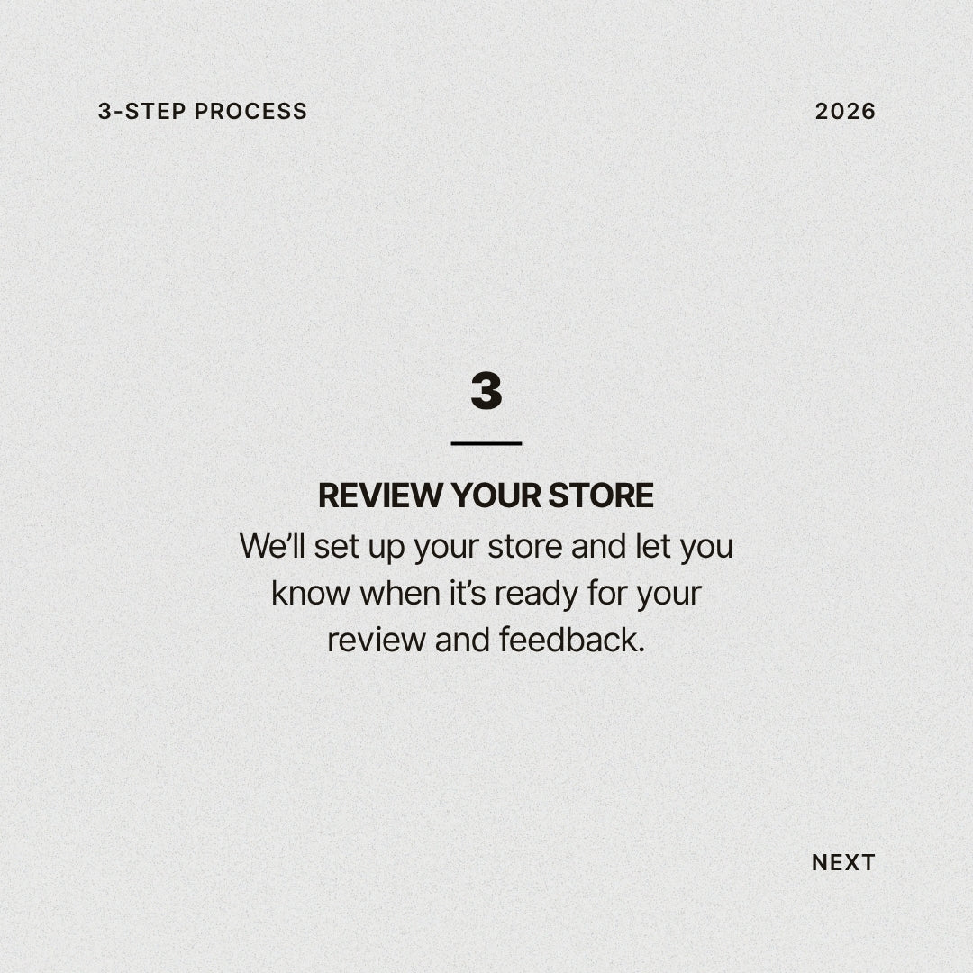 Store setup step 3: we set up your Shopify store and notify you when it’s ready.