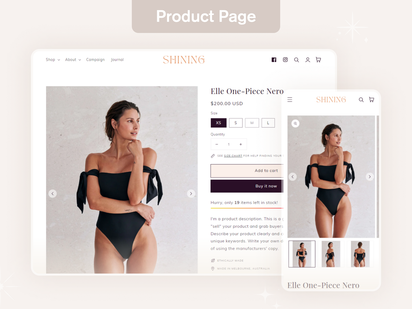 Shining Swimsuits Clothing for Women Shopify Theme